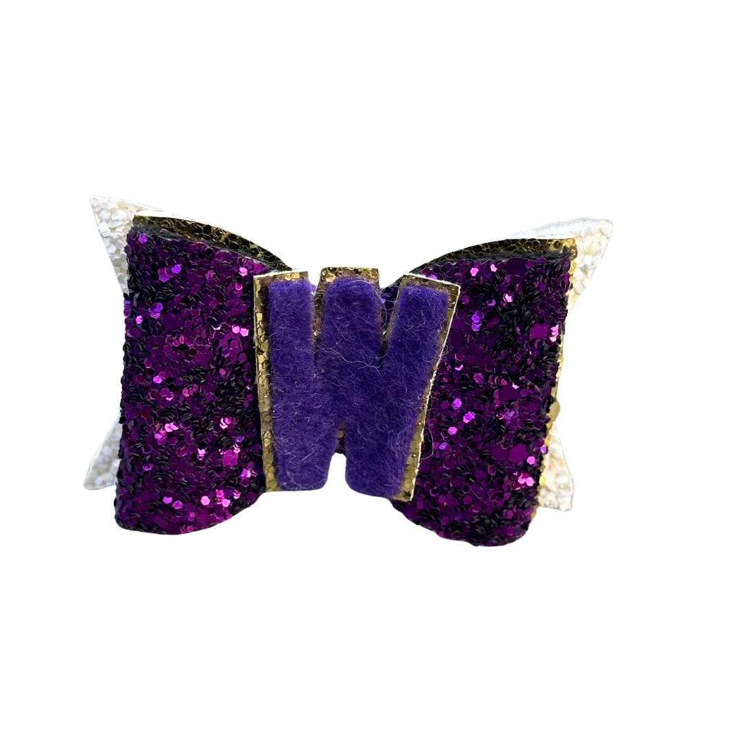 Letter Bow – Purple Sparkle W