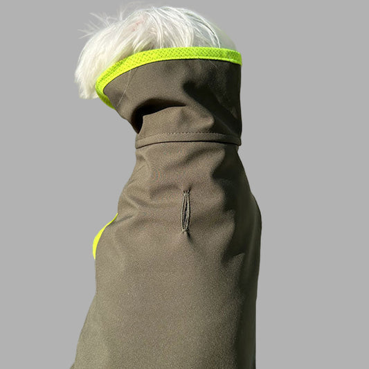 neon yellow reflective waterproof dog raincoat olive