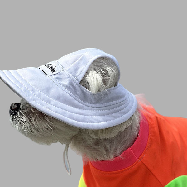 Cooling Dog with UPF50+ Full Brim Hat - Perfect White