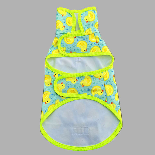 neon yellow reflective waterproof dog raincoat duckies pattern