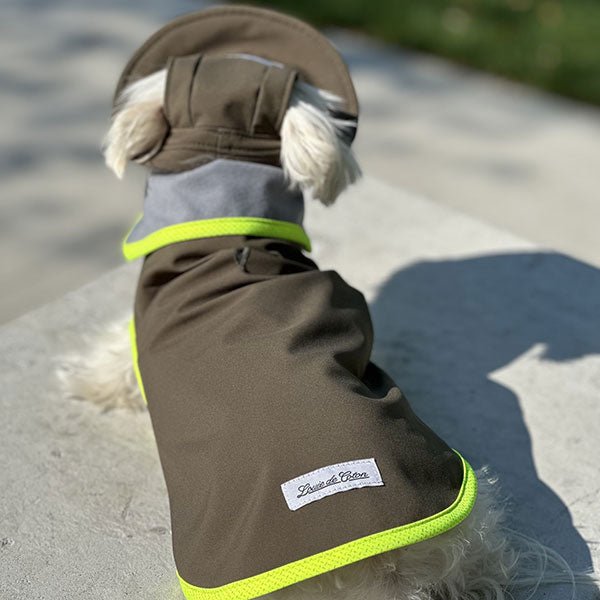 neon yellow reflective waterproof dog raincoat olive