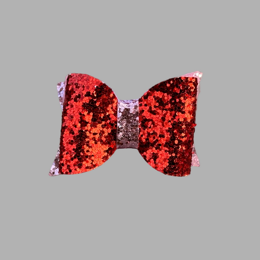 Glitter Bow – Bold Red Sparkle