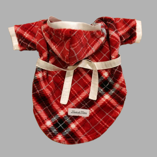 Handmade Ultra Plush Fleece Robe with Satin Trims - Plaid