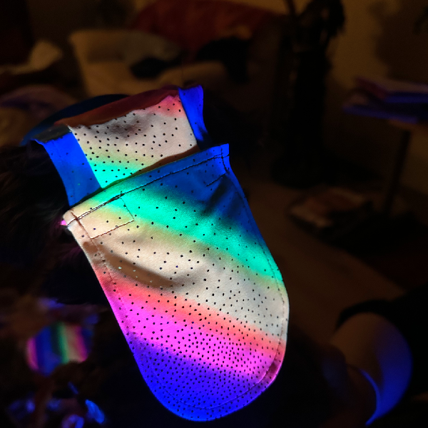 Cooling Dog Hat with UPF50+ - Black Light Activator - Rainbow Sparkle