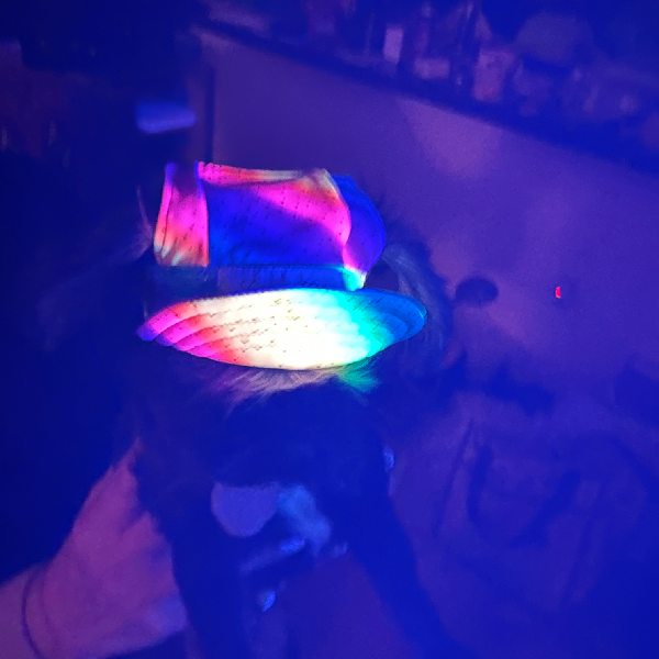 Cooling Dog Hat with UPF50+ - Black Light Activator - Rainbow Sparkle