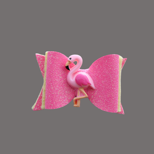 Glitter Hair Bows for Children and Dogs - Flamingo