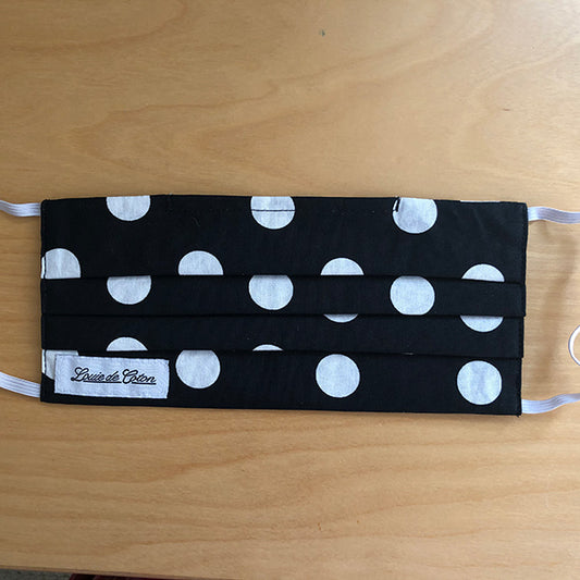 Handmade Cotton Face Mask - Black Polka Dot