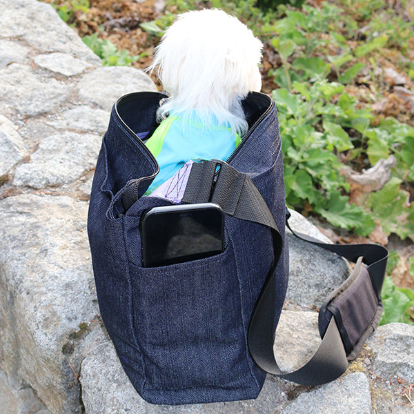 Coolmax® Organic Denim Calming Pooch Bag - Dark Blue
