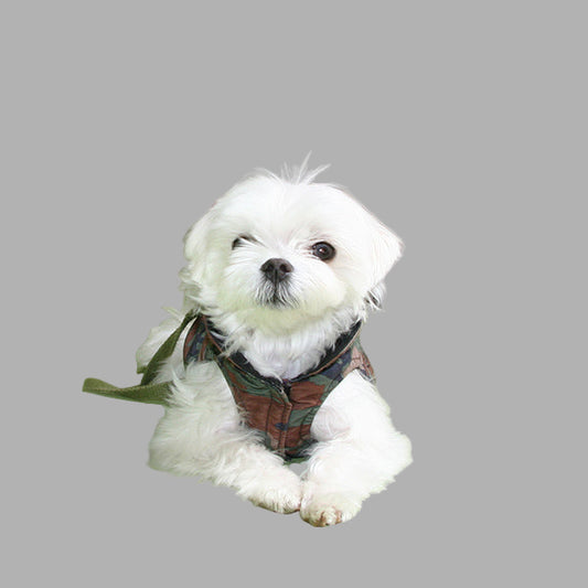 reversible puffer dog jacket camo and black, PrimaLoft insulation