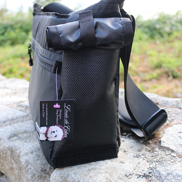 calming pooch sling bag, padded, waterproof nylon