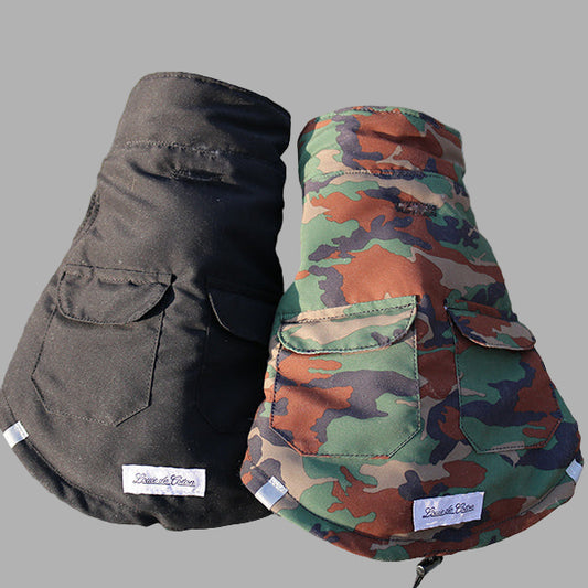 reversible puffer dog jacket camo and black, PrimaLoft insulation