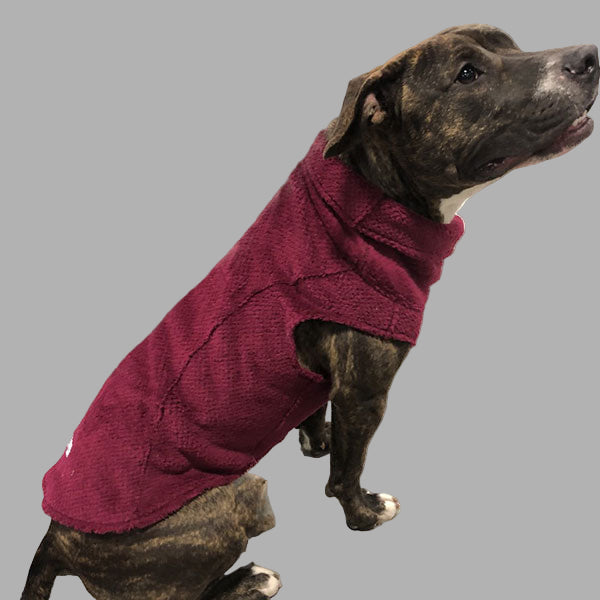 Calming Pullover Fleece Sweater For All Size Pups - Garnet