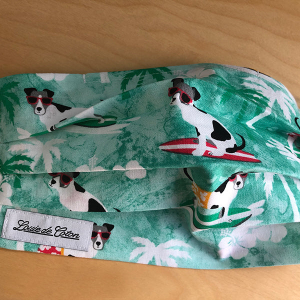 Handmade Cotton Face Mask - Surfer Pup