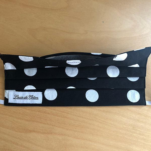 Handmade Cotton Face Mask - Black Polka Dot