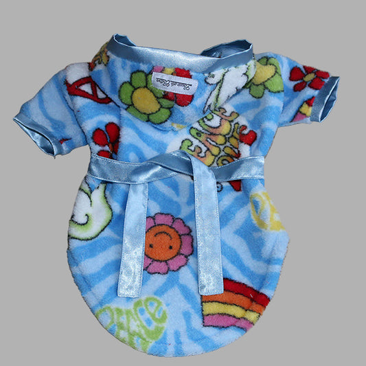 Peace & Love Handmade Ultra Plush Fleece Robe - Blue