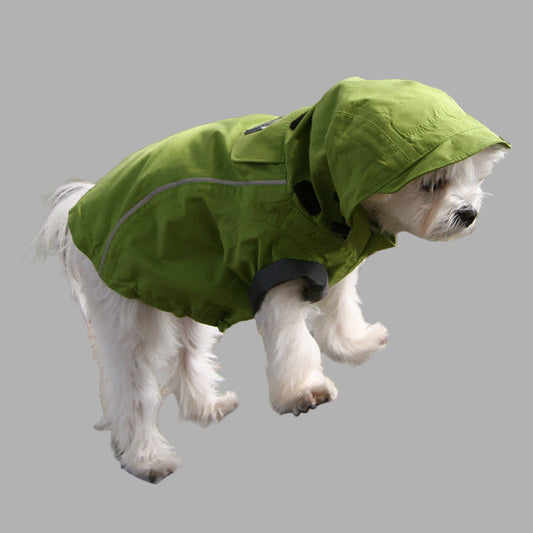 Small dog raincoat green full length hood