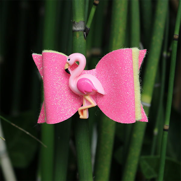 Glitter Hair Bows for Children and Dogs - Flamingo