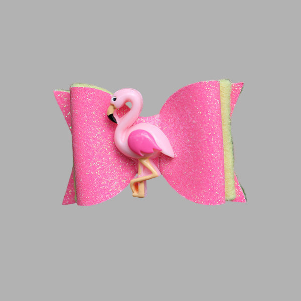 Glitter Hair Bows for Children and Dogs - Flamingo