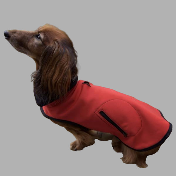 soft-shell waterproof dog vest, fleece lined, DWR finish