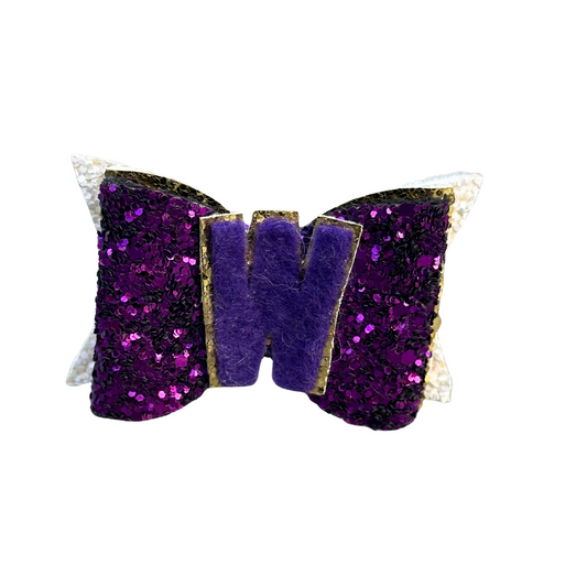 Letter Bow – Purple Sparkle W