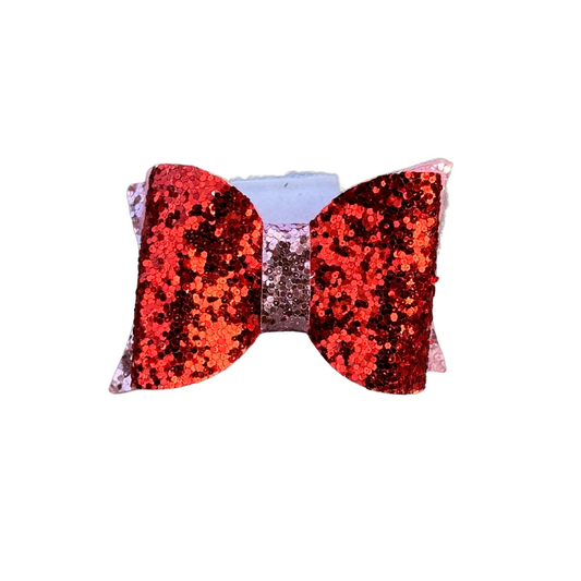 Glitter Bow – Bold Red Sparkle
