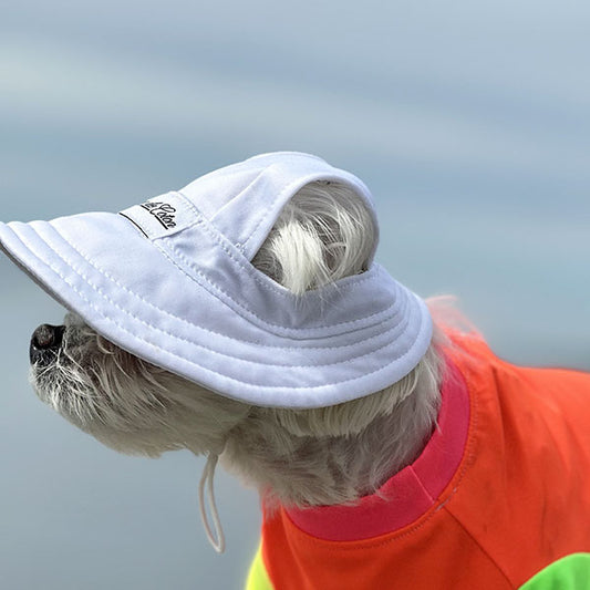 Cooling Dog with UPF50+  Full Brim Hat - Perfect White