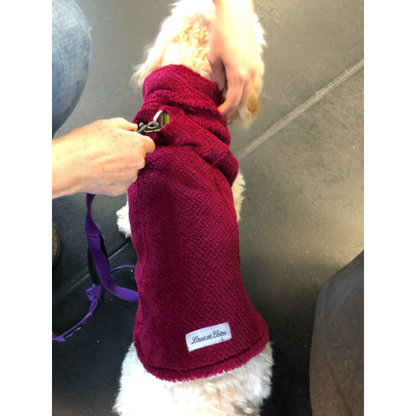 Calming Pullover Fleece Sweater For All Size Pups - Garnet