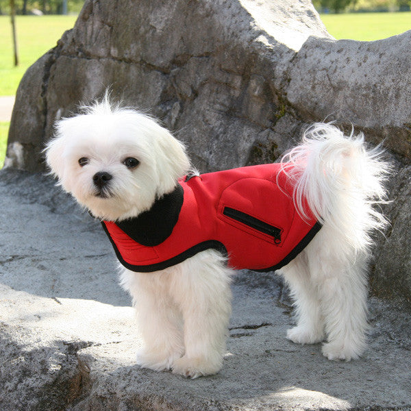 soft-shell waterproof dog vest, fleece lined, DWR finish