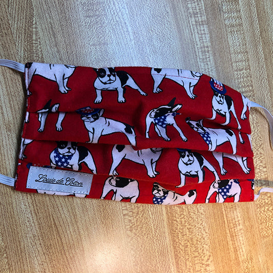 Handmade Cotton Flannel Face Mask - Red Frenchie