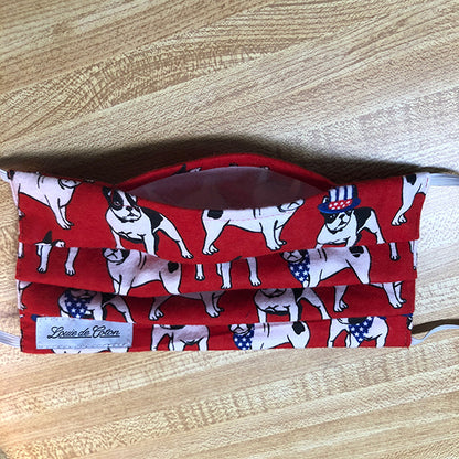 Handmade Cotton Flannel Face Mask - Red Frenchie