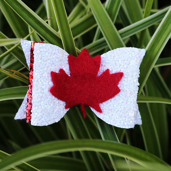 Limited Edition Glitter Hair Bows for Children and Dogs - Maple Leaf