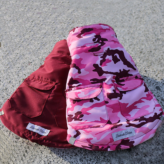 Insulated Reversible Puffer Jacket - Pink Camo/Maroon