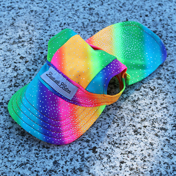 Cooling Dog Hat with UPF50+ - Black Light Activator - Rainbow Sparkle