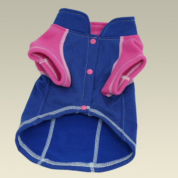 full length reflective outwear small dogs pink blue front view