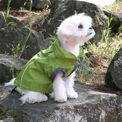 Small dog jacket green full length raincoat